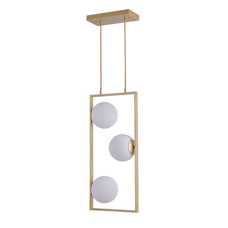 Pendente Nordecor Ibba Ret 3L E27 Dourado 650x300mm 2299
