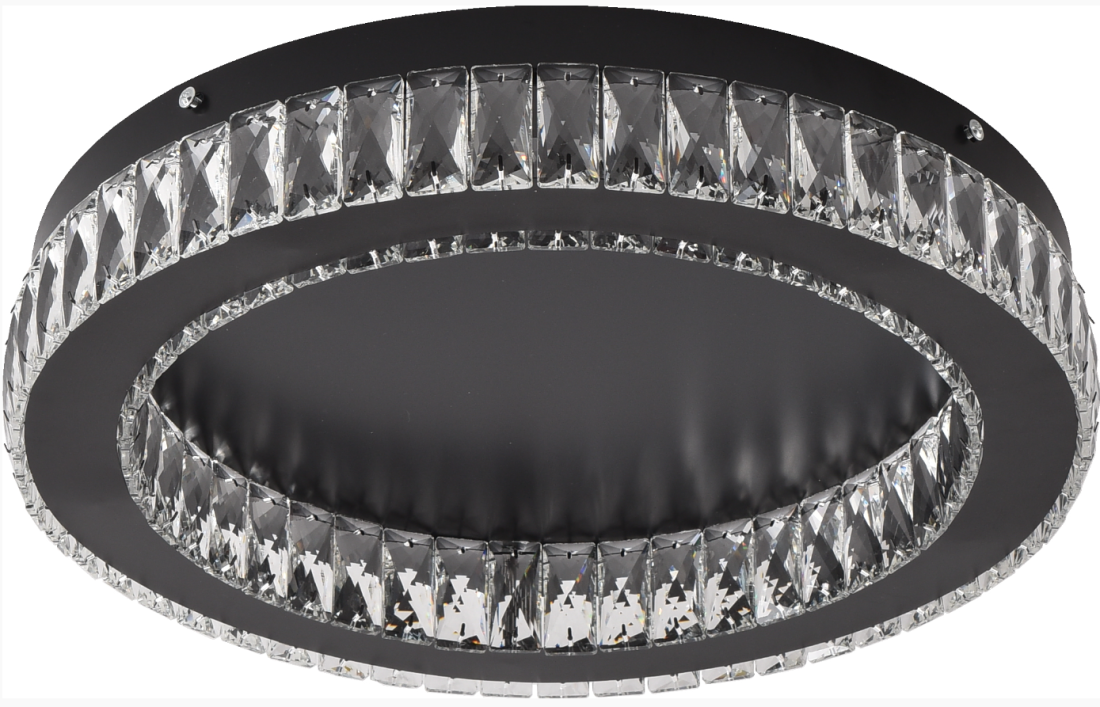 Plafon Skylight Diamond Preto e Cristal Transparente 24 watts 3000K Bivolt Ø420mm SKY-3063PT