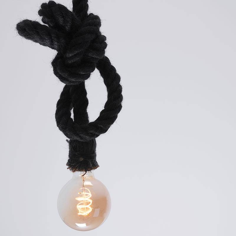 Pendente Corda Duplo Nordecor 2L E27 1,8 mts Cor Preto 2035