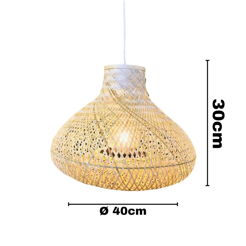 Pendente GMH Fatu Fibra de Bambu 1L E27 Bivolt Ø420x340mm P-FATU-40