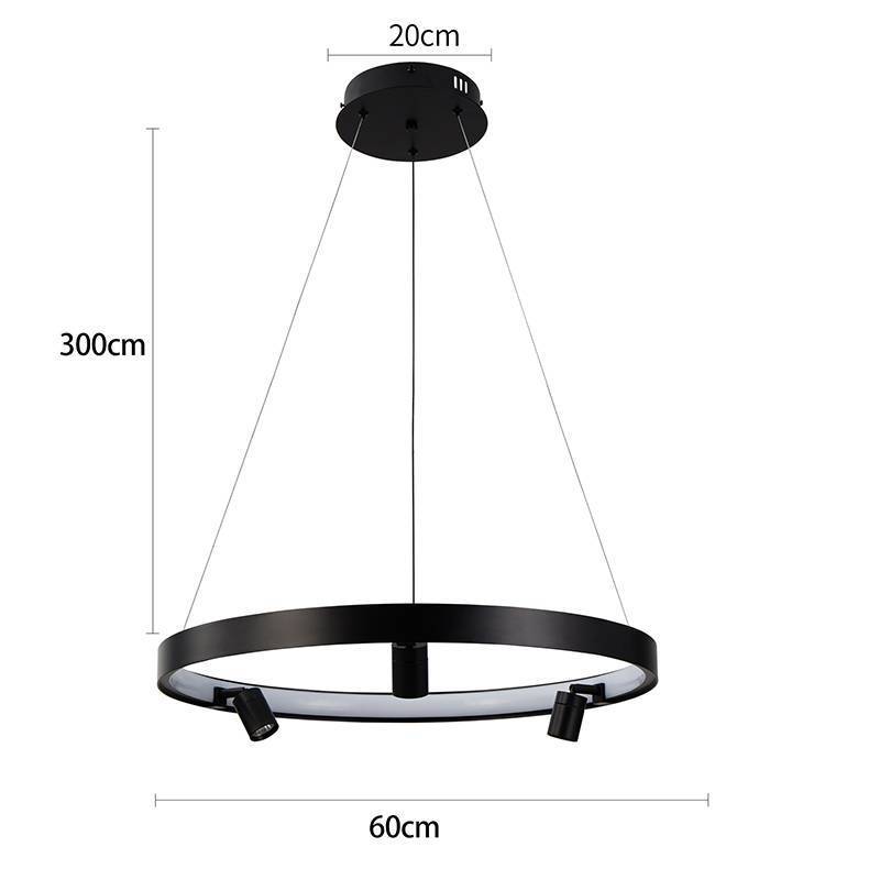 Pendente Nordecor Lilla 39 watts + 3 Spots 3 watts 3000K Preto Ø600mm 2539