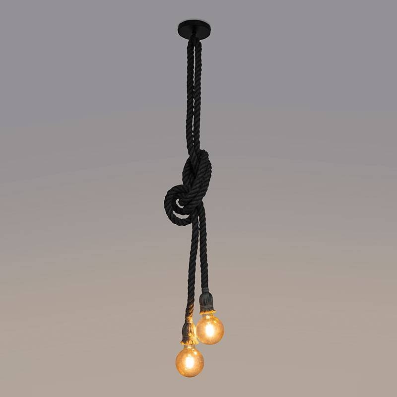 Pendente Corda Duplo Nordecor 2L E27 1,8 mts Cor Chumbo 2037