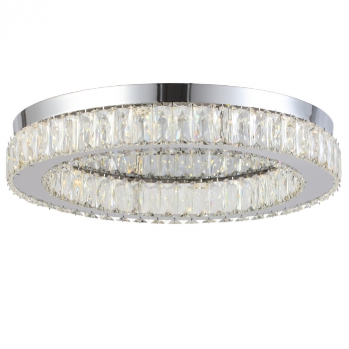 Plafon Skylight Diamond Cromado e Cristal Transparente 24 watts 3000K Bivolt Ø420mm SKY-3063CR