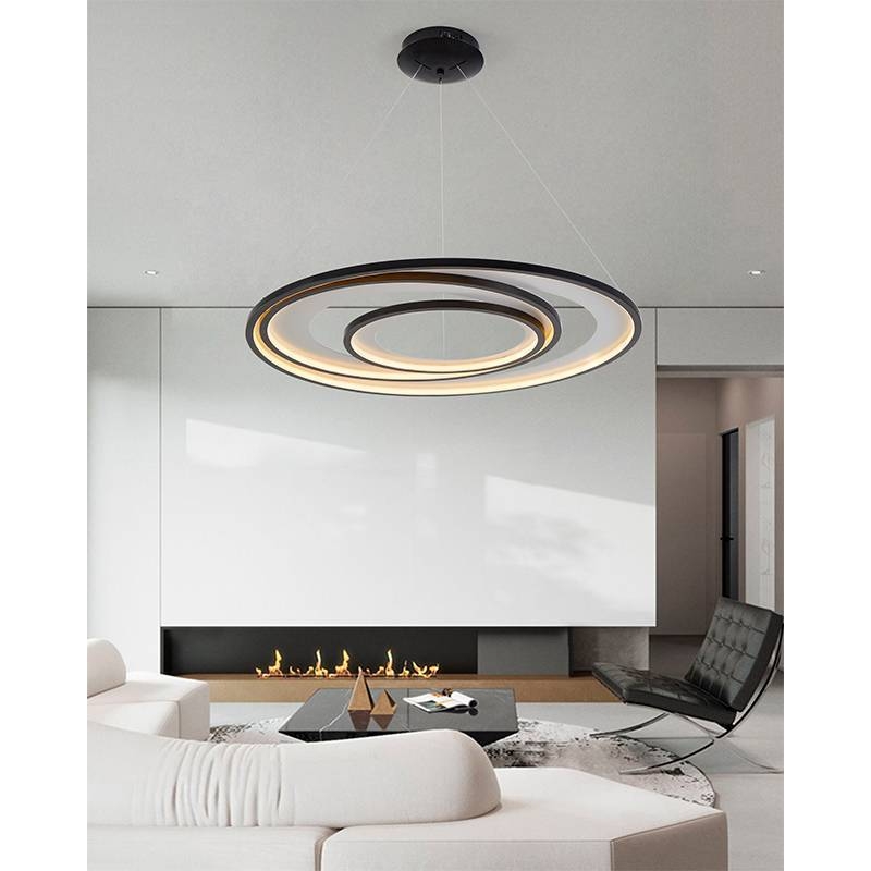 Pendente Nordecor Zahal 3 Mod 98 watts 3000K Preto Bivolt Ø820mm 2508