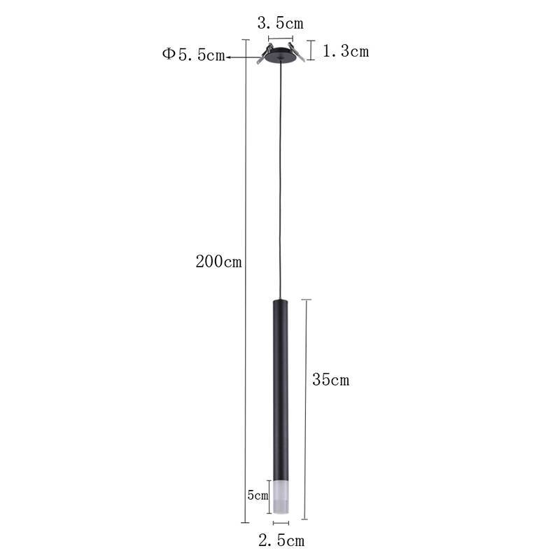 Pendente Nordecor Lana Canopla de Embutir 3 watts 3000K Preto Ø25x350mm 2691