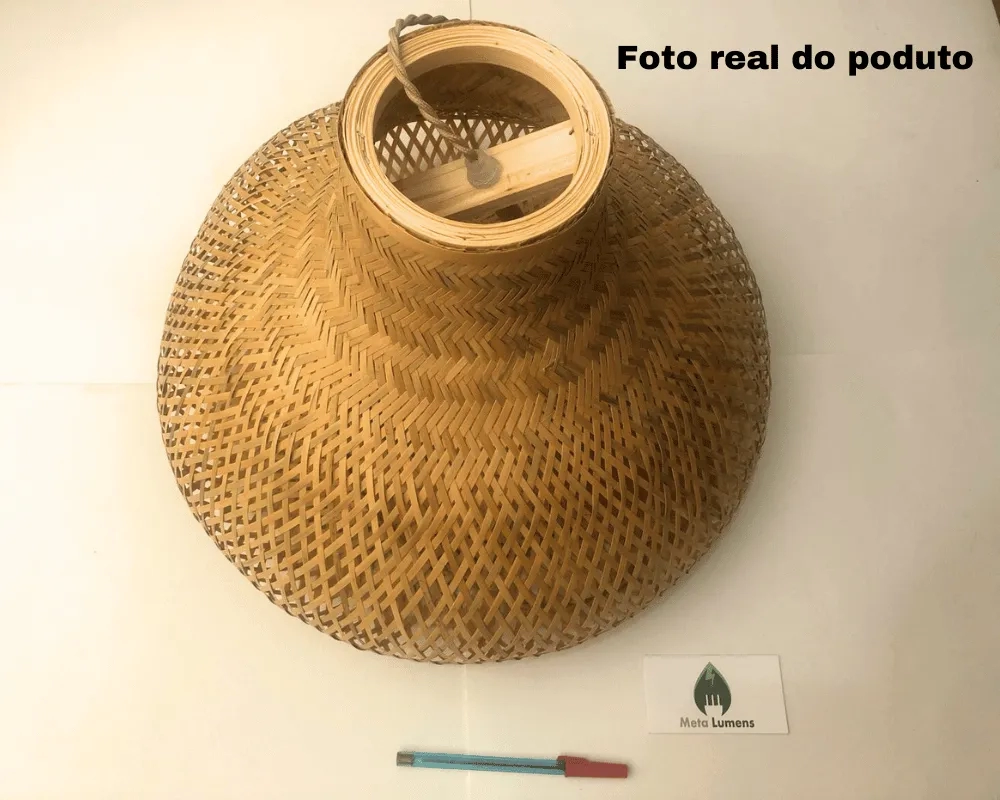 Pendente GMH Fatu Fibra de Bambu 1L E27 Bivolt Ø420x340mm P-FATU-40