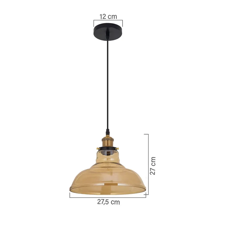 Pendente GMH Citrino Âmbar 1L E27 Bivolt Ø270X275mm P-CITRINO-AMBAR