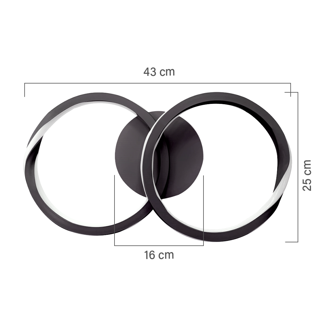 Plafon GMH Antares Preto 70 watts 3000K Bivolt 430X250X80mm PL-ANTARES-50-PRETO