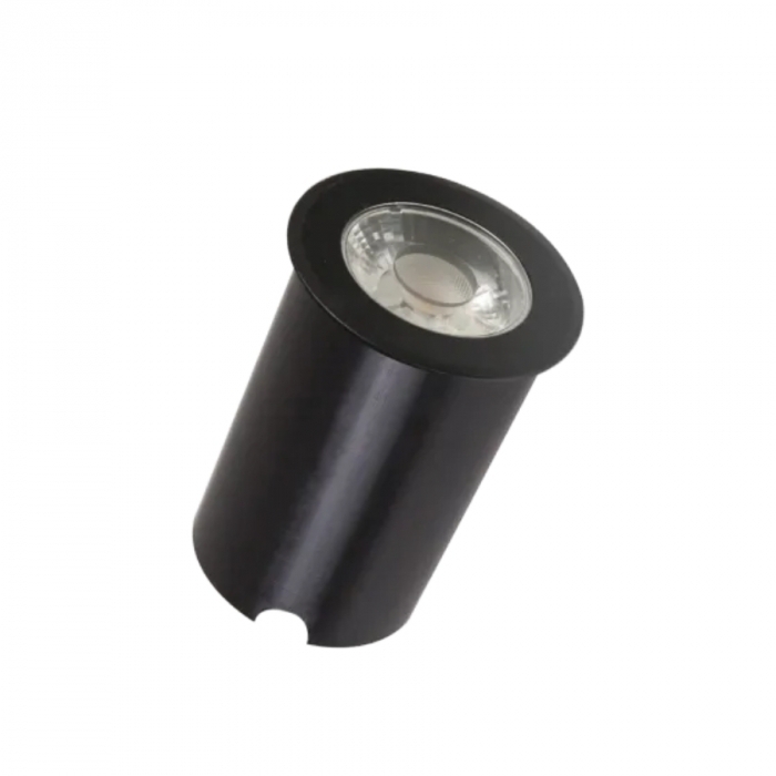 Embutido de Solo Redondo Romalux Metal Preto 7 watts 30° 2700K IP66 Ø65X71mm 10112A