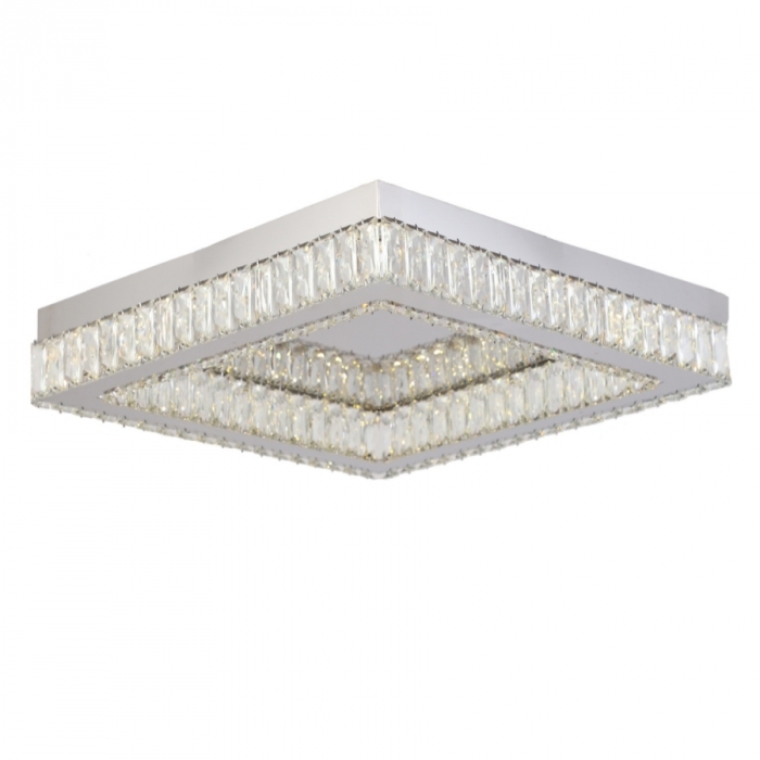 Plafon Skylight Diamond Cromado e Cristal Transparente 24 watts 3000K Bivolt 420X420mm SKY-3064CR