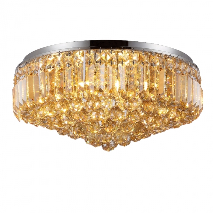 Plafon Skylight Brienne Cromado e Cristal Champagne 9L G9 Ø535X250mm SKY-3025CH