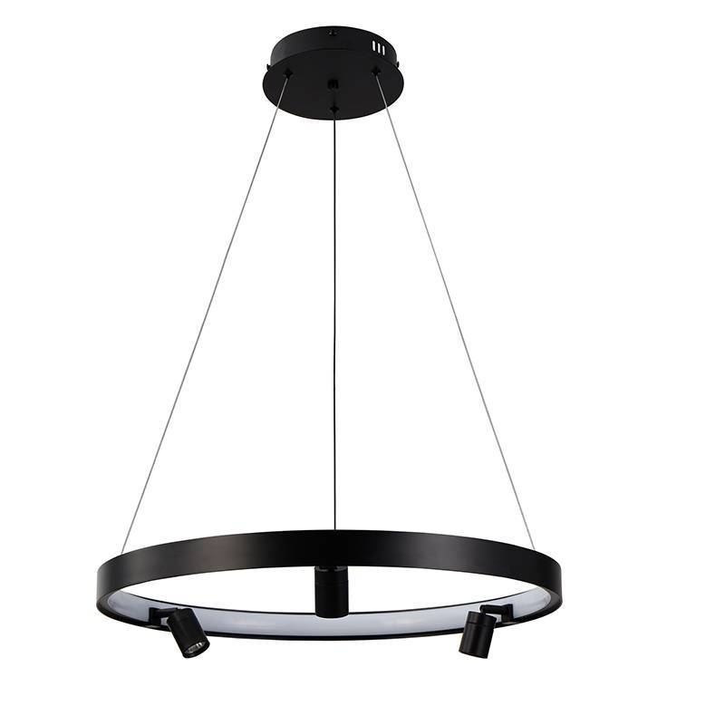 Pendente Nordecor Lilla 39 watts + 3 Spots 3 watts 3000K Preto Ø600mm 2539