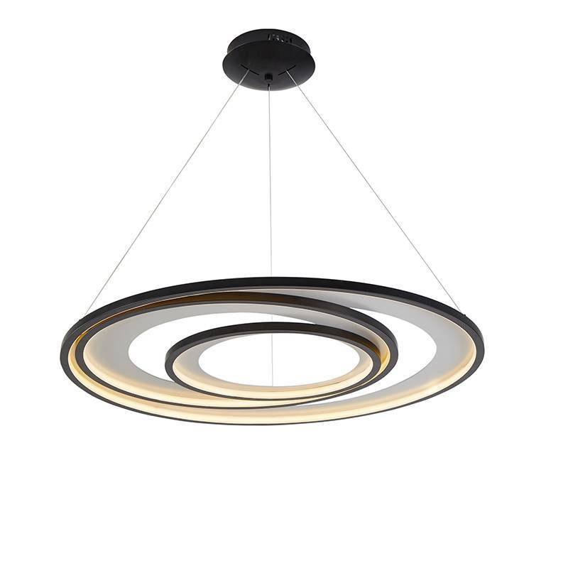 Pendente Nordecor Zahal 3 Mod 98 watts 3000K Preto Bivolt Ø820mm 2508