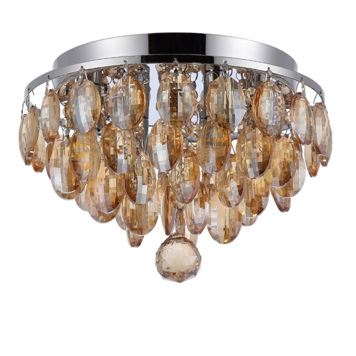 Plafon Skylight Aryas Cromado e Cristal Champagne 4L G9 Ø250X215mm SKY-3022CH