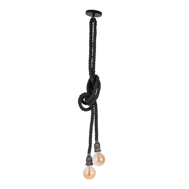 Pendente Corda Duplo Nordecor 2L E27 1,8 mts Cor Chumbo 2037
