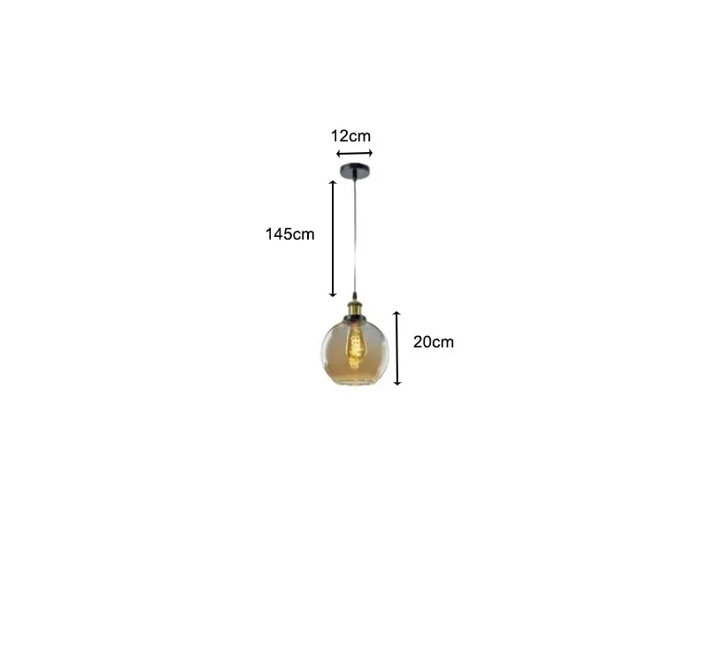 Pendente GMH Pirita Âmbar 1L E27 Bivolt 190x160mm P-PIRITA-AMBAR