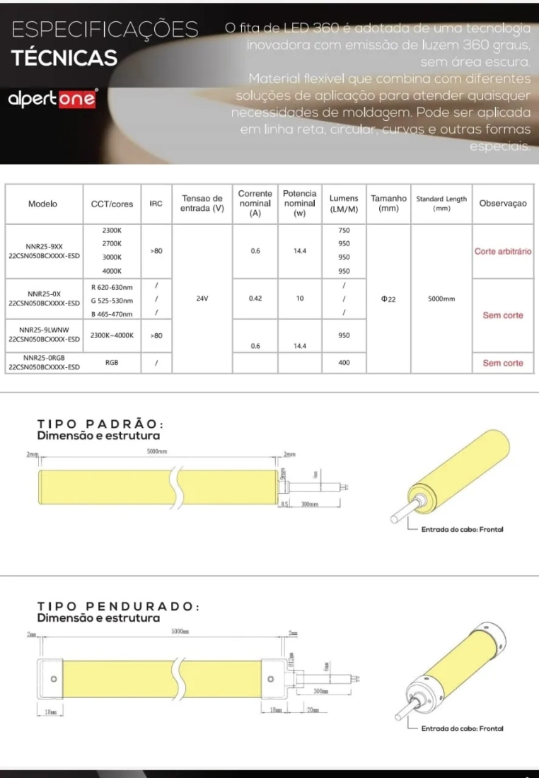 Mangueira Neo 360 Alpertone 18w/mt 24V IP65 22mm (Venda por Metro) 011288