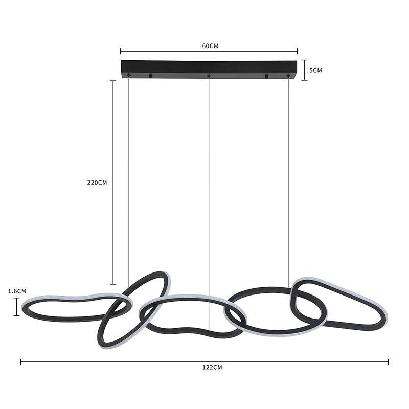 Pendente Nordecor Zena 67 watts 3000K Preto 1220mm 2596