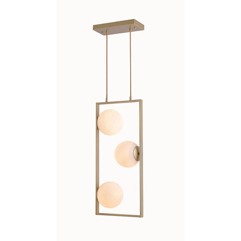 Pendente Nordecor Ibba Ret 3L E27 Dourado 650x300mm 2299