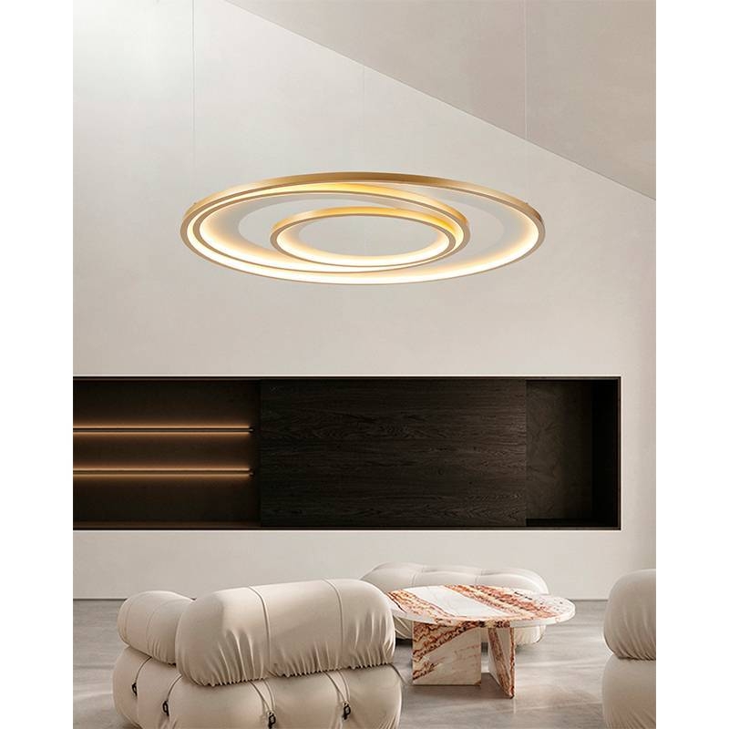 Pendente Nordecor Zahal 3 Mod 98 watts 3000K Dourado Fosco Bivolt Ø820mm 2507