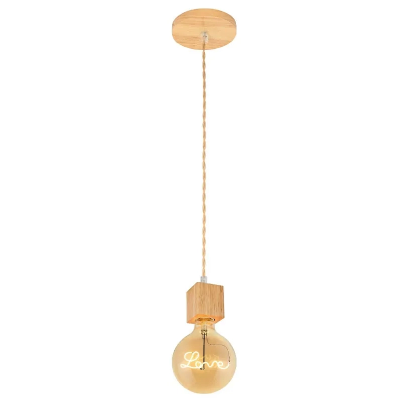 Pendente GMH Cube Madeira 1L E27 100X80mm P-CUBE
