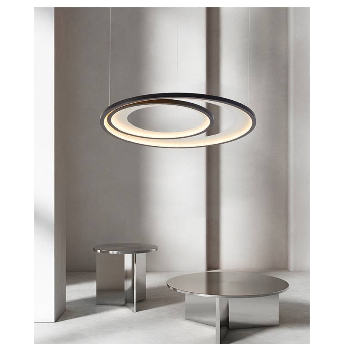 Pendente Nordecor Zahal 2 Mod 54 watts 3000K Preto Bivolt Ø620mm 2506