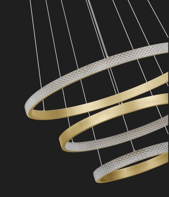 Pendente Nordecor Bean 83 watts 3000K Dourado Fosco Bivolt Ø400/600/800mm 2459