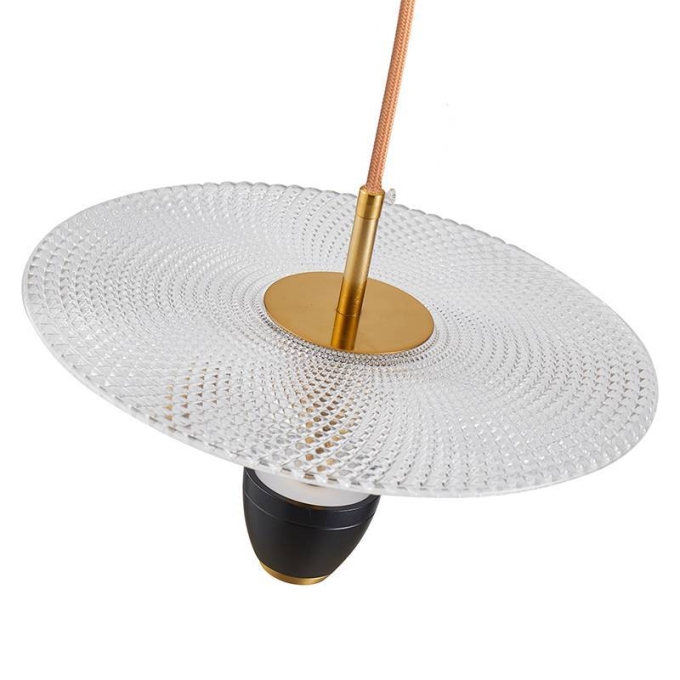Pendente Nordecor Sowa 10 watts 3000K Preto e Dourado Fosco Ø400mm 2579