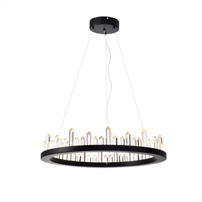 Pendente Skylight Cave Preto e Cristal Transparente 36 watts 3000K Bivolt Ø600X110mm SKY-3095PT