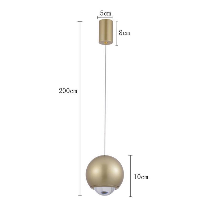 Pendente Nordecor Muna 7 watts 3000K Dourado Fosco Ø100mm 2701