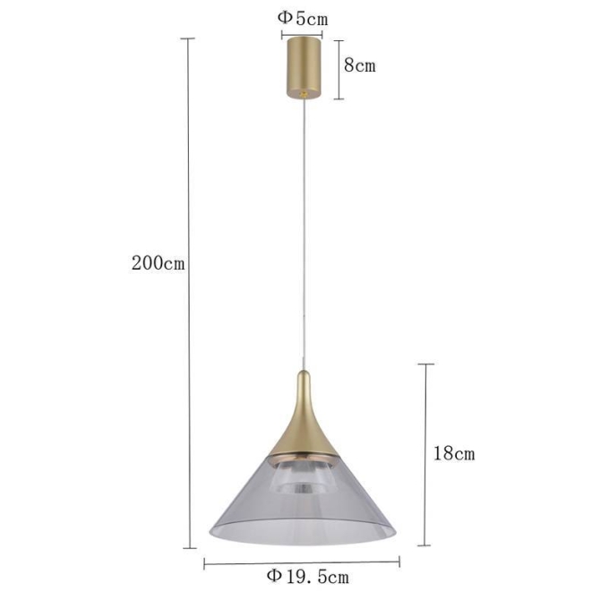 Pendente Nordecor Thom 7 watts 3000K Dourado Fosco Ø195x180mm 2695