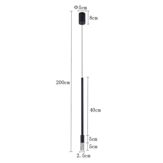 Pendente Nordecor Nima 3 watts 3000K Preto Ø25x500mm 2678