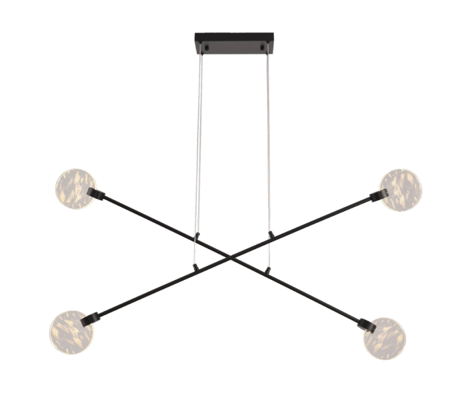 Pendente Skylight Snow Preto e Cristal 12 watts 3000K Bivolt 1200X350mm SKY-3053SN-PT