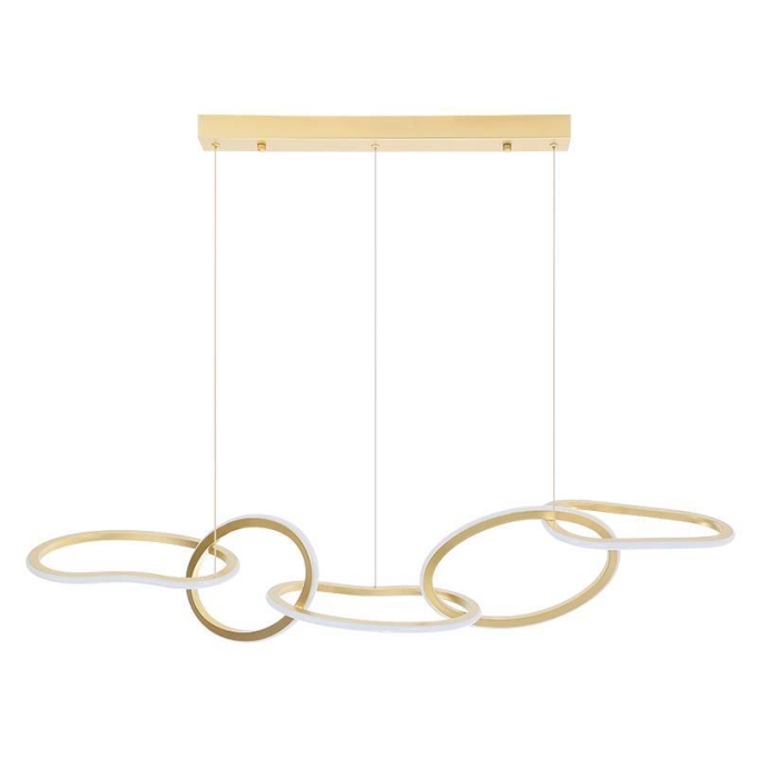 Pendente Nordecor Zena 67 watts 3000K Ouro Champagne 1220mm 2597