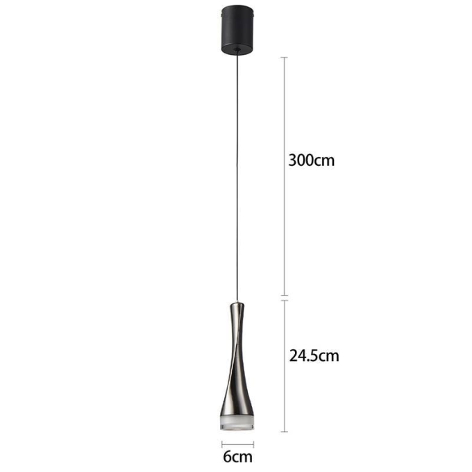 Pendente Nordecor Noet 5 watts 3000K Preto Onix Ø60x245mm 2569