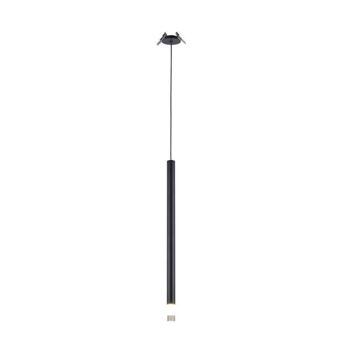 Pendente Nordecor Lana Canopla de Embutir 3 watts 3000K Preto Ø25x500mm 2692