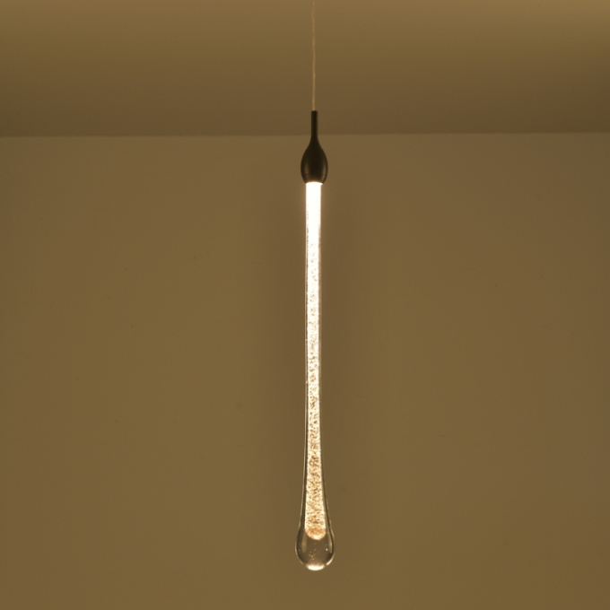 Pendente Skylight Drop Gota Preto e Transparente 7 watts 3000K Bivolt Ø40X580mm SKY-3059PT