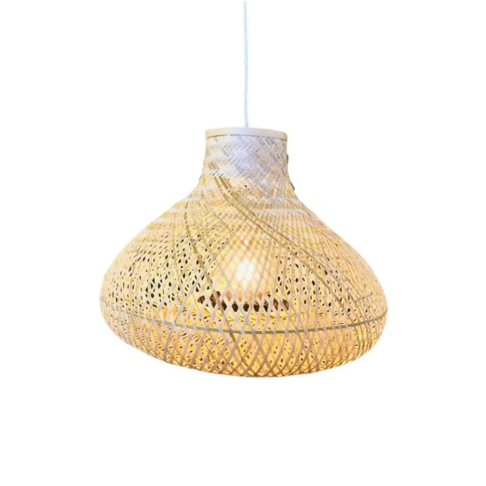 Pendente GMH Fatu Fibra de Bambu 1L E27 Bivolt Ø420x340mm P-FATU-40