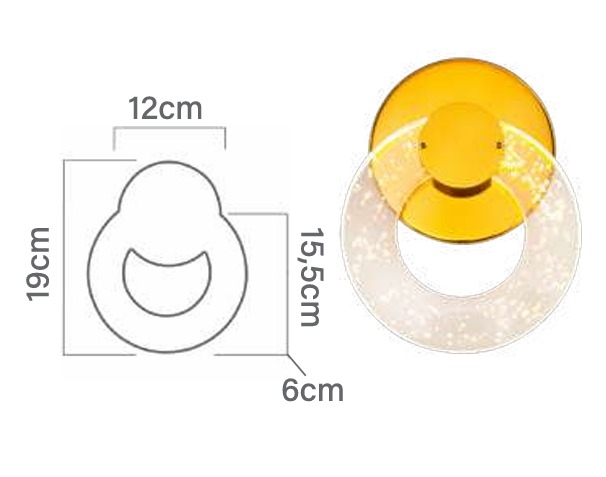 Arandela GMH Urano Dourado 5 watts 3000K Bivolt 150X120mm A-URANO-GOLD