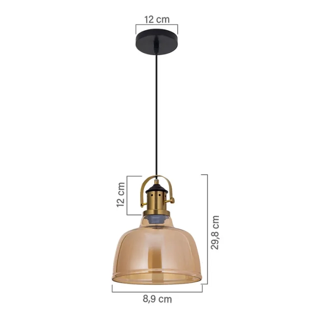 Pendente GMH Agata Âmbar 1L E27 Bivolt 290mm P-AGATA-AMBAR