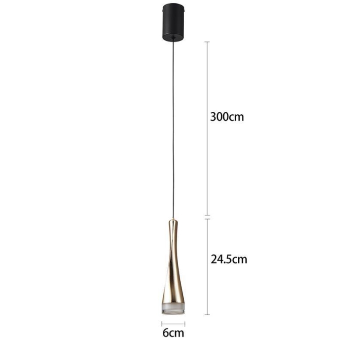 Pendente Nordecor Noet 5 watts 3000K Ouro Champagne Ø60x245mm 2570