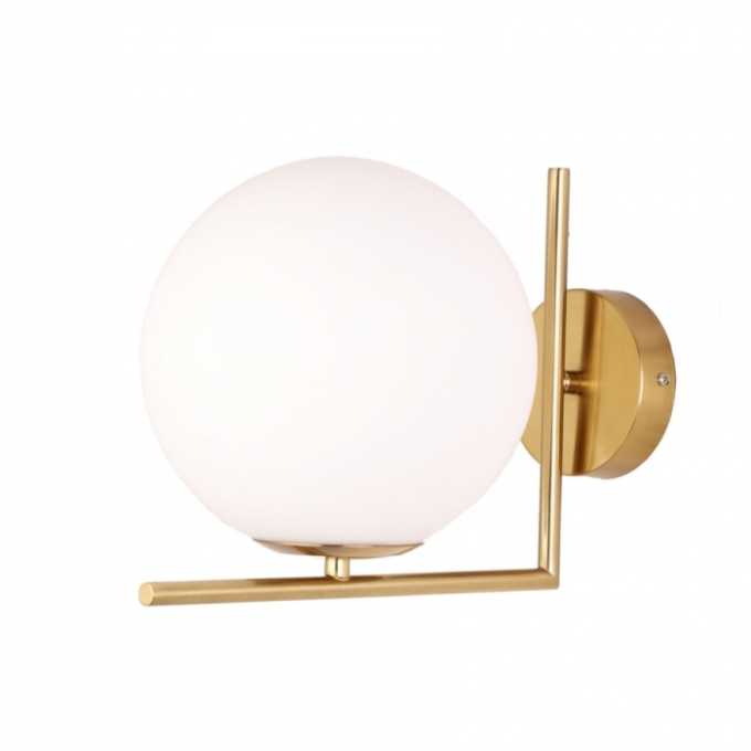 Arandela Skylight Moon Dourado e Vidro Leitoso 1L E27 Bivolt Ø200mm SKY-3008AR