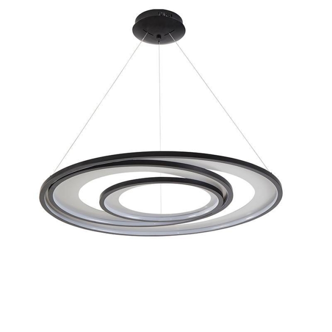 Pendente Nordecor Zahal 3 Mod 98 watts 3000K Preto Bivolt Ø820mm 2508