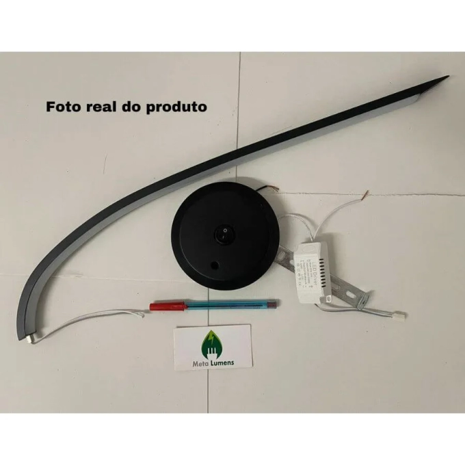 Arandela GMH Polux Preto 11 watts 3000K Bivolt 120X600X110mm A-POLUX-60-PRETO
