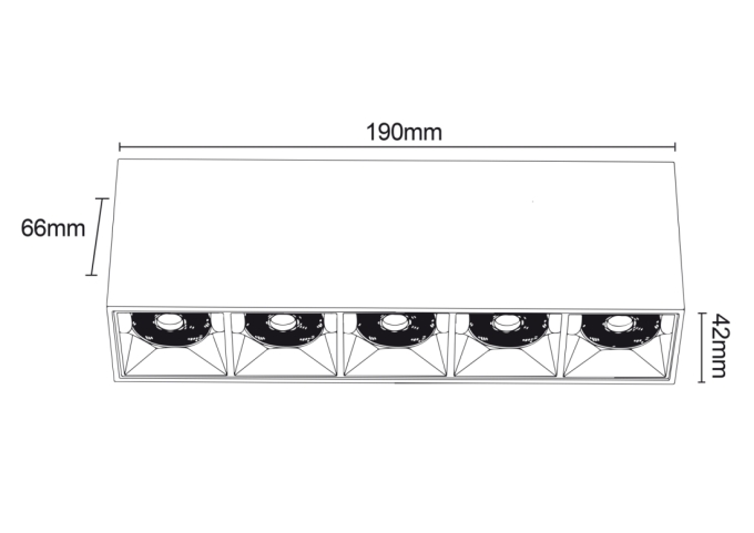 Mini Wall Washer Sobrepor Romalux 20 watts 24° 2700K IP20 190x66x42mm 80221