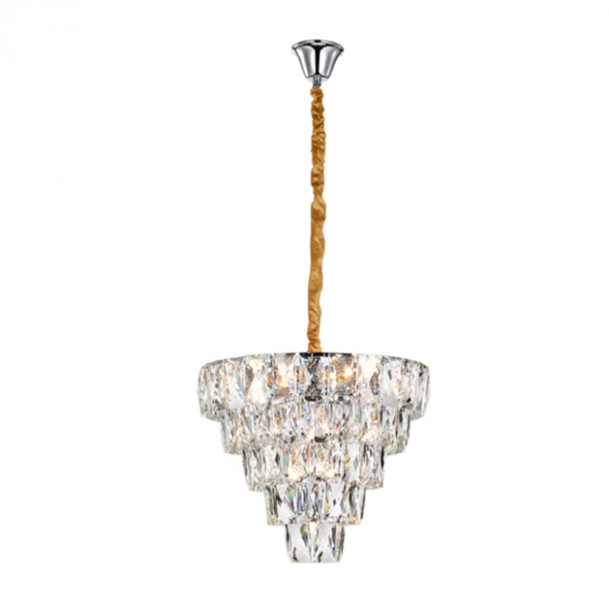 Pendente Skylight Nero Cromado e Cristal Transparente 12L E14 Bivolt Ø500X400mm SKY-3101