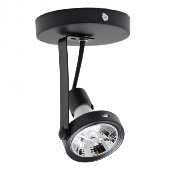 Spot Skylight Usual c/ Canopla Preto Alumínio e ABS 1L AR70 GU10 Bivolt Ø75mm SKY-140PT