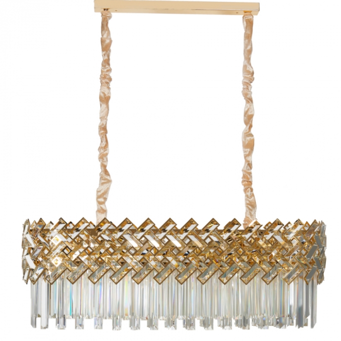 Pendente Skylight Lor Dourado e Cristal Transparente 12L G9 900X350mm SKY-4005-1