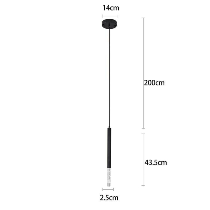 Pendente Nordecor Pean 3 watts 3000K Preto Ø25x435mm 2517