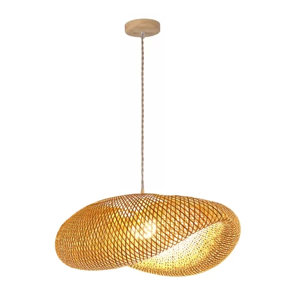 Pendente GMH Borneu Fibra de Bambu 1L E27 Bivolt Ø500X260mm P-BORNEU-50